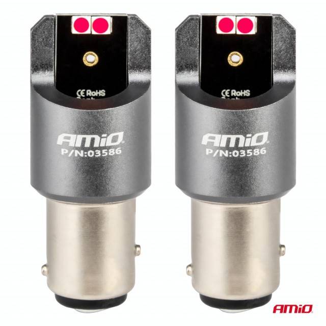 LED CANBUS PRO BAY15D P21/5W 4x3030 SMD ROSU 12/24V AMIO