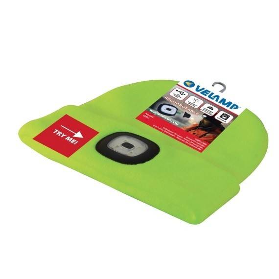 LIGHTHOUSE: Caciula cu lanterna frontala LED reincarcabila. Galben lime