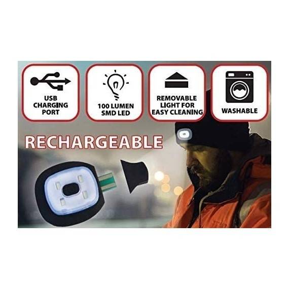 LIGHTHOUSE: Caciula cu lanterna frontala LED reincarcabila. Rosu