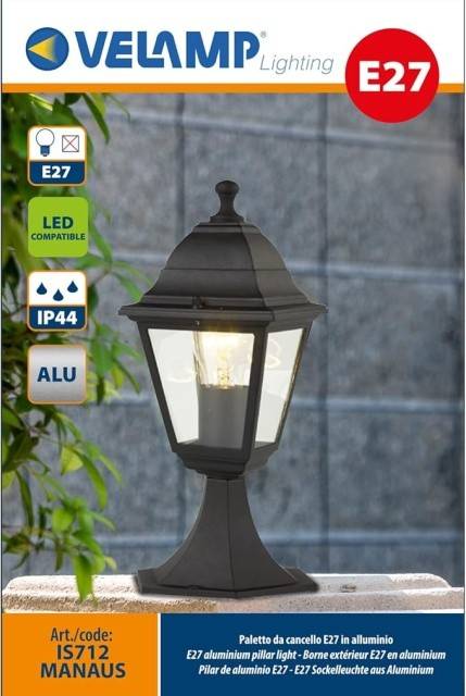 Manaus: Lampa vintage pentru poarta, E27, aluminiu, negru