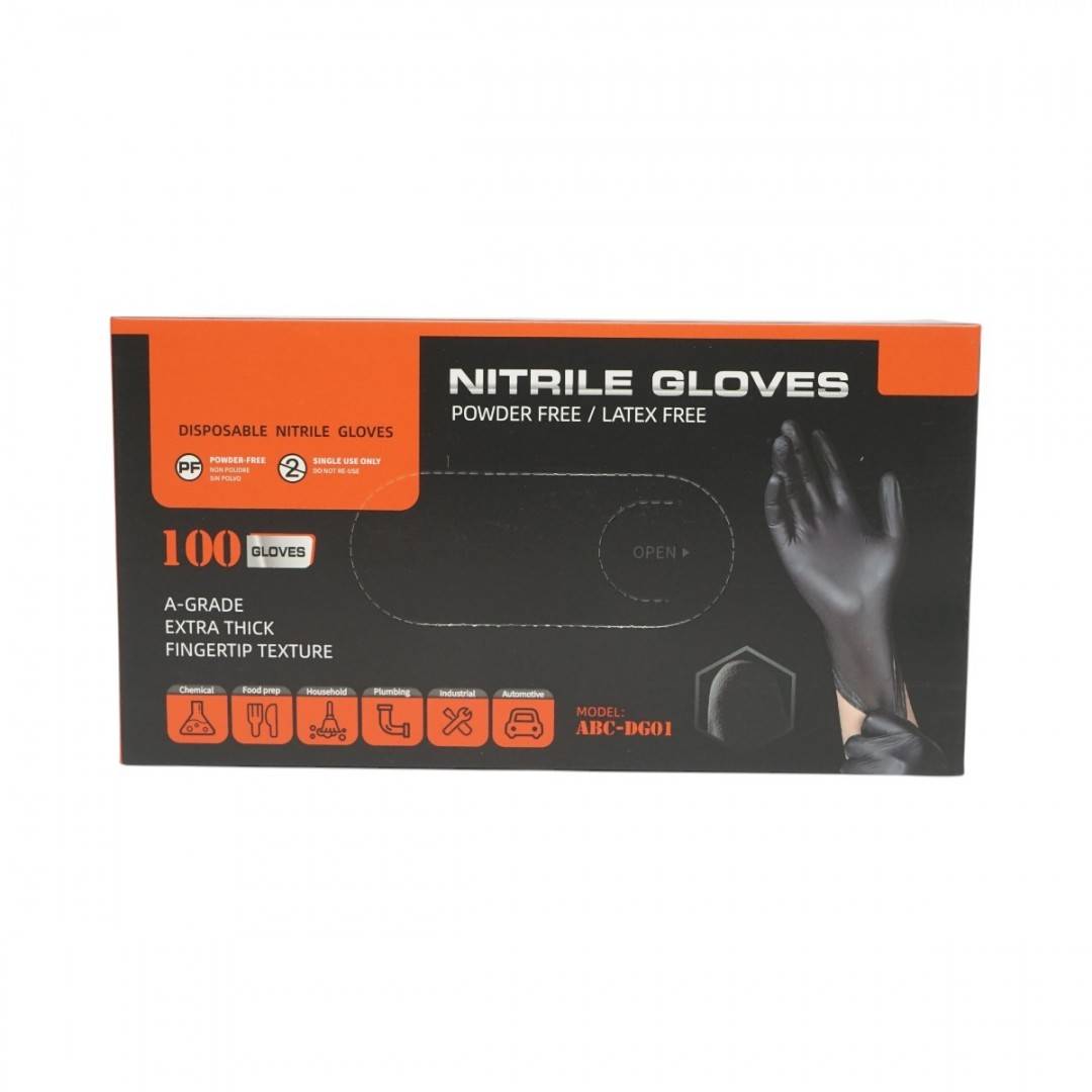 Manusi din nitril sintetic negre nepudrate marimea S 100 buc/cutie