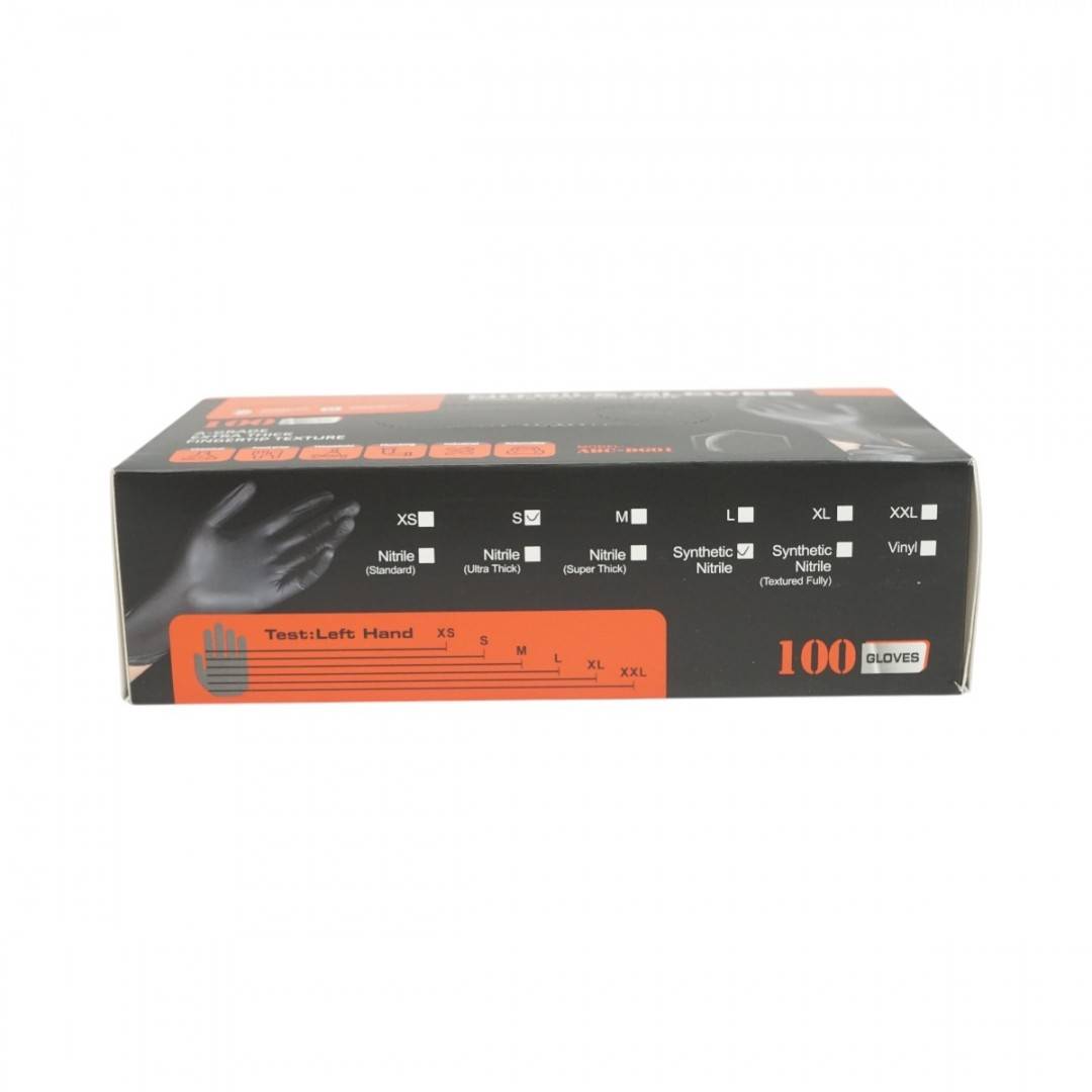 Manusi din nitril sintetic negre nepudrate marimea S 100 buc/cutie