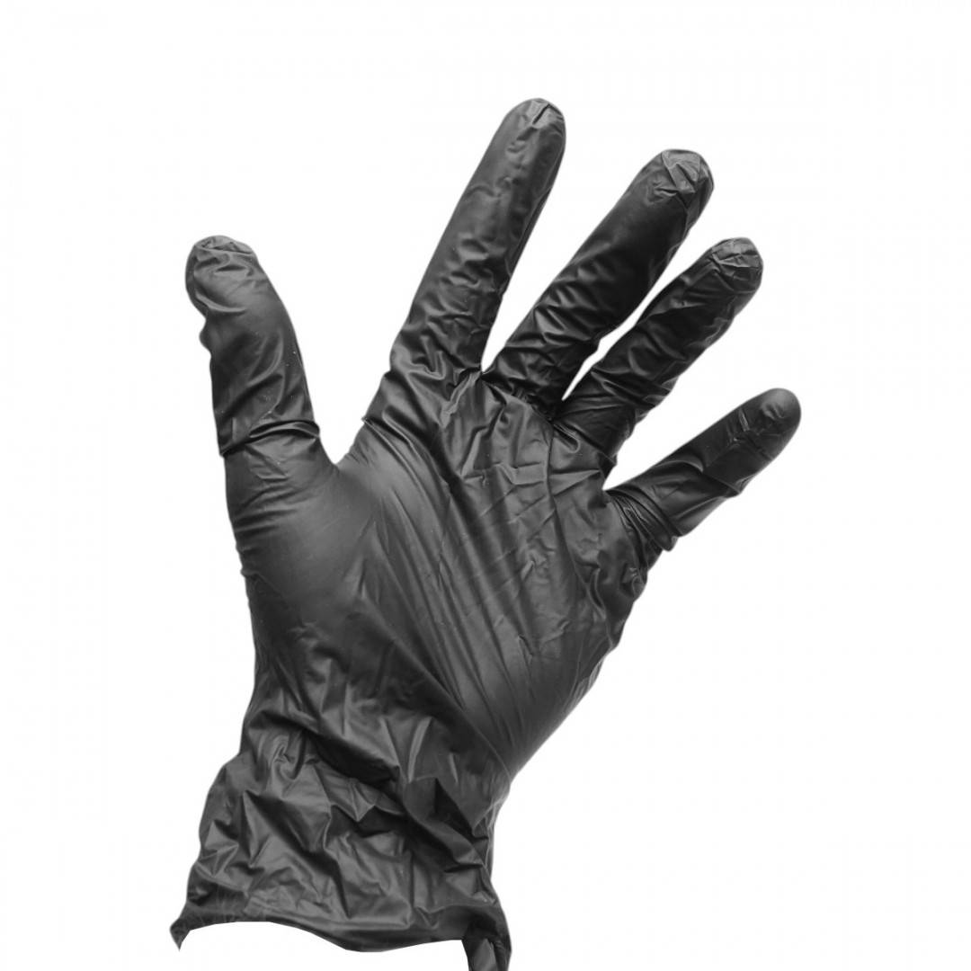 Manusi din nitril sintetic negre nepudrate marimea S 100 buc/cutie