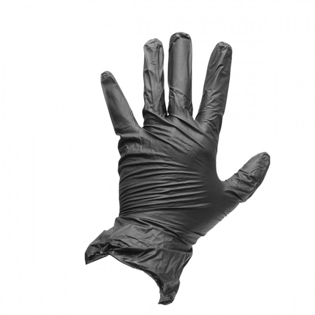 Manusi din nitril sintetic negre nepudrate marimea S 100 buc/cutie