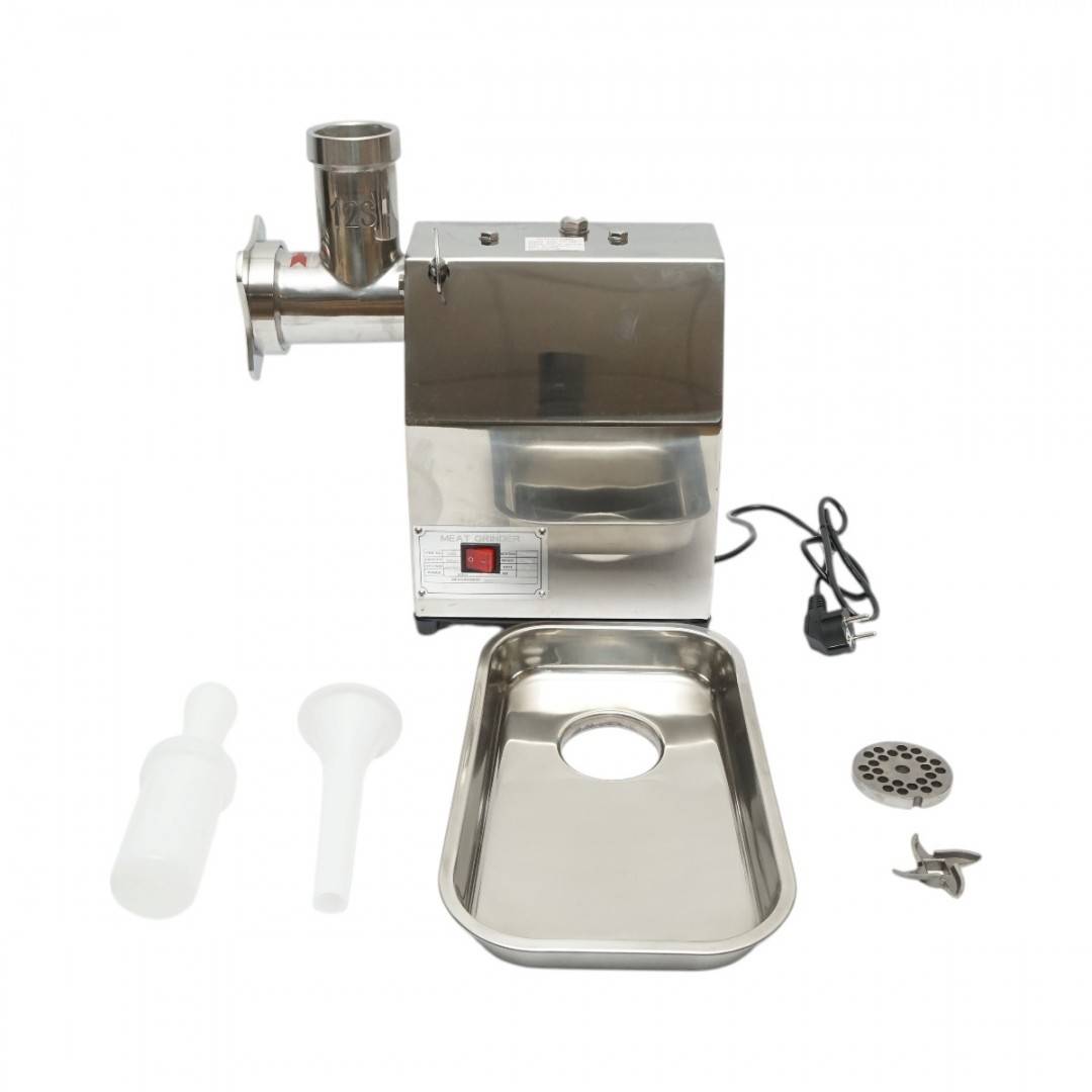 Masina de tocat carne electrica inox 1600W, 220V, capacitate 150 kg/h, adaptor carnati, 1 sita si 1 cutit incluse 380x210x415mm