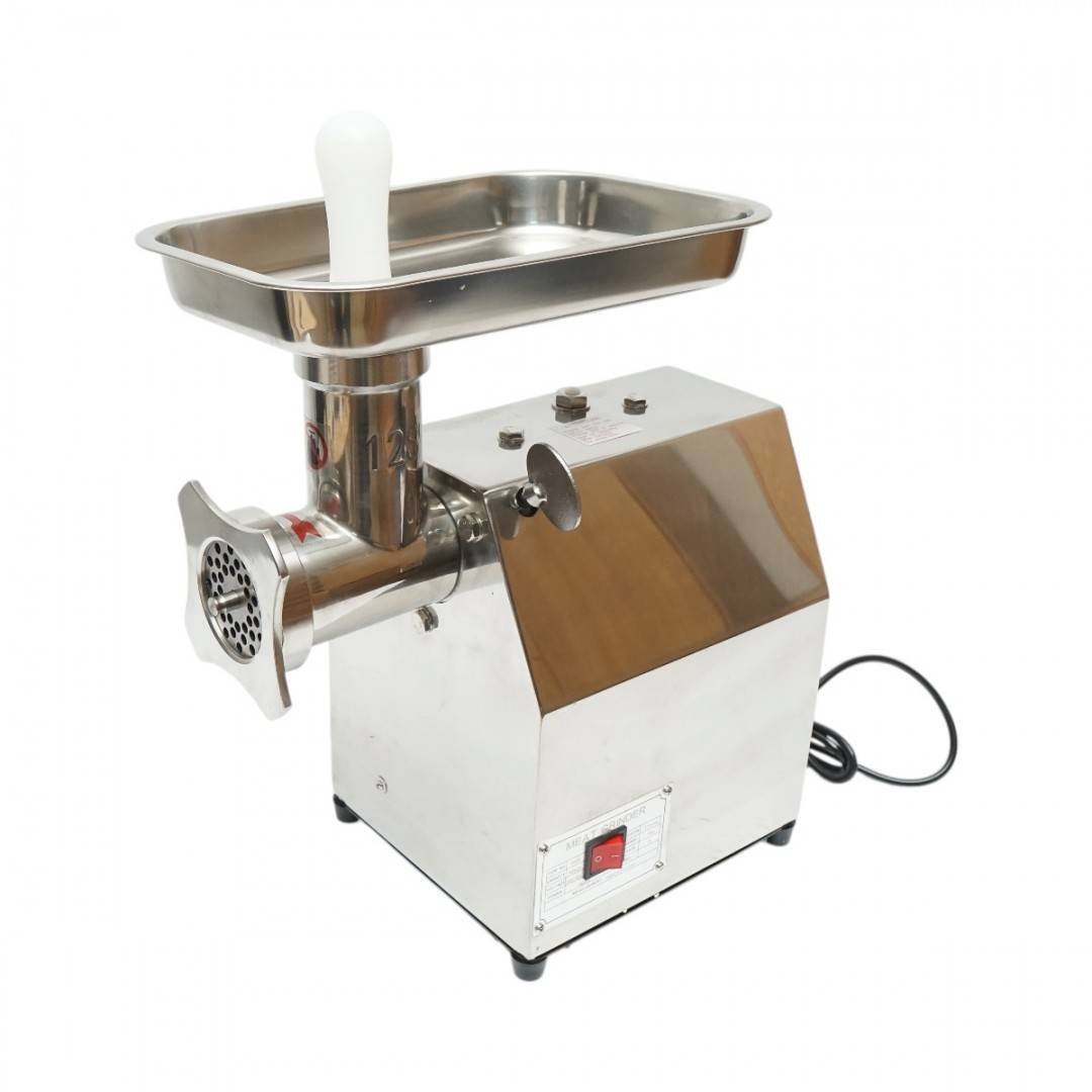 Masina de tocat carne electrica inox 1600W, 220V, capacitate 150 kg/h, adaptor carnati, 1 sita si 1 cutit incluse 380x210x415mm