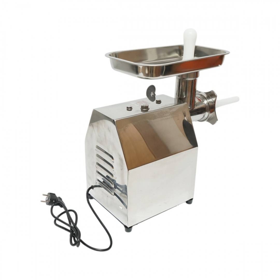 Masina de tocat carne electrica inox 1600W, 220V, capacitate 150 kg/h, adaptor carnati, 1 sita si 1 cutit incluse 380x210x415mm
