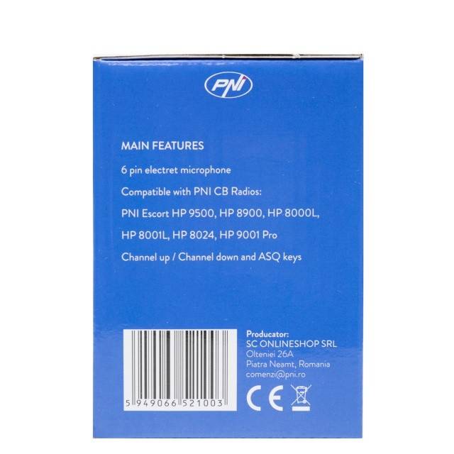 Microfon de schimb pentru statie radio CB PNI Escort HP 9500, HP 8900, HP 8000L cu 6 pini