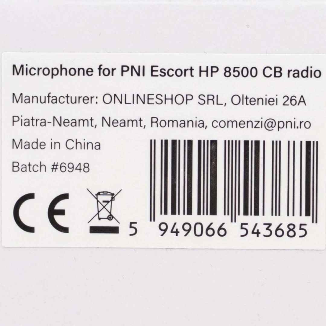 Microfon de schimb PNI MK8500 pentru statie radio CB PNI Escort HP 8500 cu mufa RJ45, negru