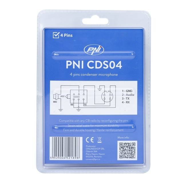 Microfon PNI CDS04 tip condenser cu 4 pini pentru statie radio CB