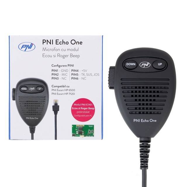 Microfon PNI Echo One pentru PNI HP 6500 si PNI HP 7120 cu modul de ecou ajustabil si roger beep programabil compatibil cu orice model de statie
