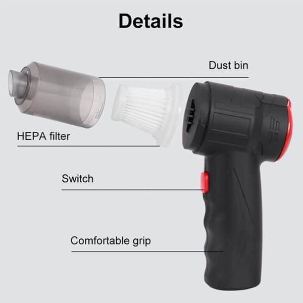 Mini aspirator auto portabil 3-în-1