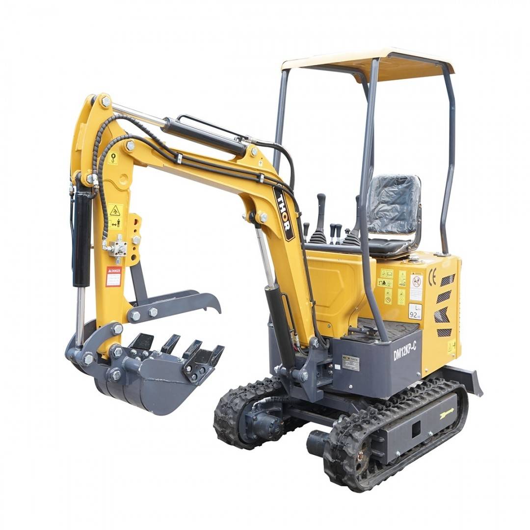 Mini excavator 1T cu semicabina, motor diesel 9.5CP (7KW), adancime sapare 1764mm, capacitate ridicare 350Kg, 3 cupe incluse 185/190/355mm THOR