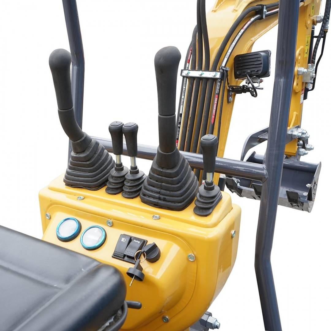 Mini excavator 1T cu semicabina, motor diesel 9.5CP (7KW), adancime sapare 1764mm, capacitate ridicare 350Kg, 3 cupe incluse 185/190/355mm THOR