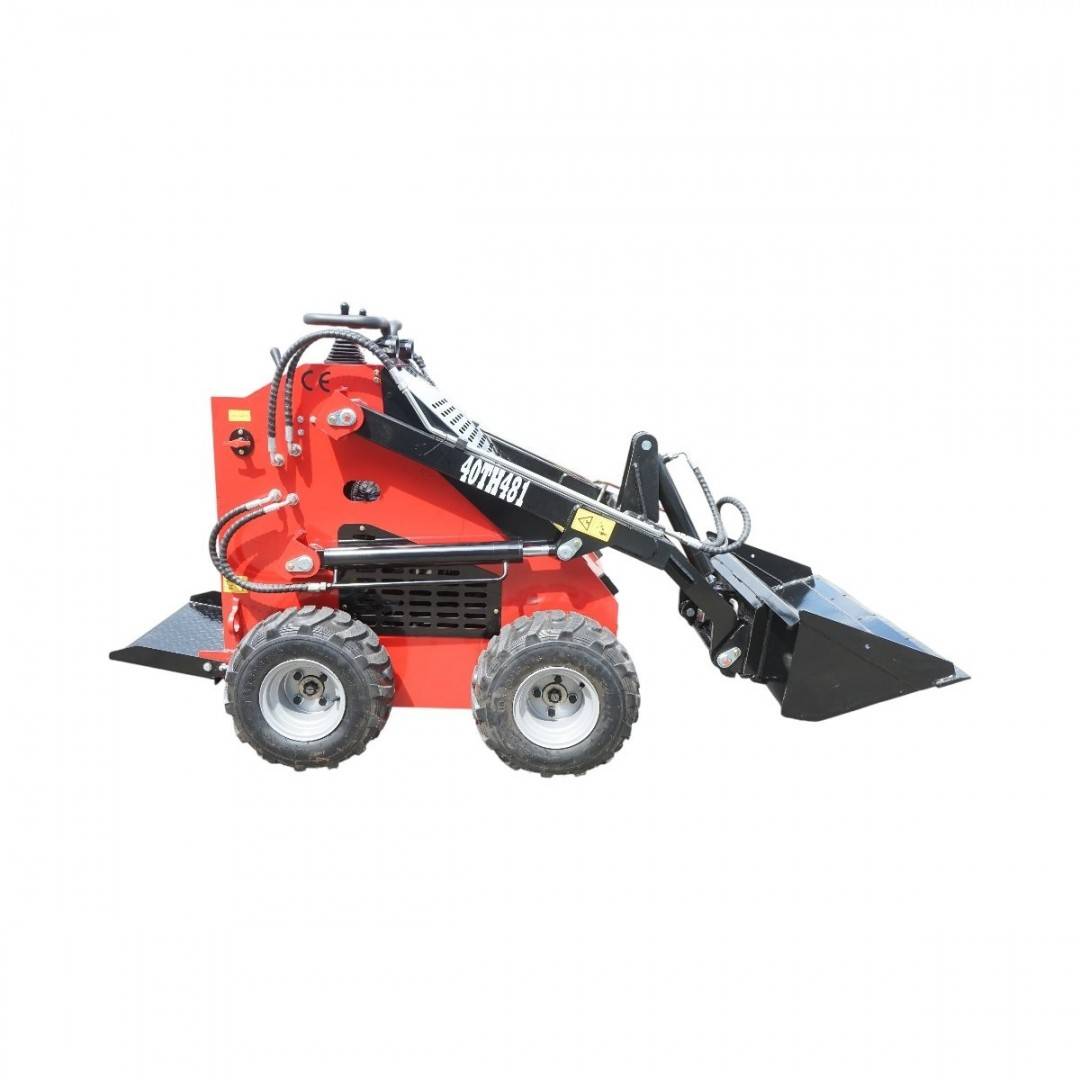 Mini incarcator frontal pe roti, motor benzina 23CP, 739cc, capacitate ridicare 350kg, volum cupa 0.15m3 THOR