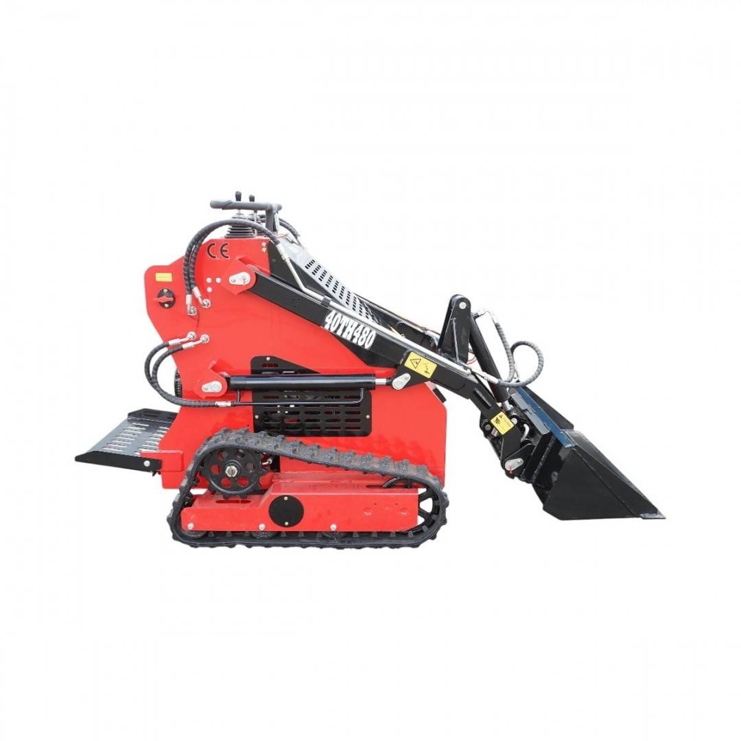 Mini incarcator frontal pe senile, motor benzina 15CP, 420cc, capacitate ridicare 300kg, volum cupa 0.15m3 THOR