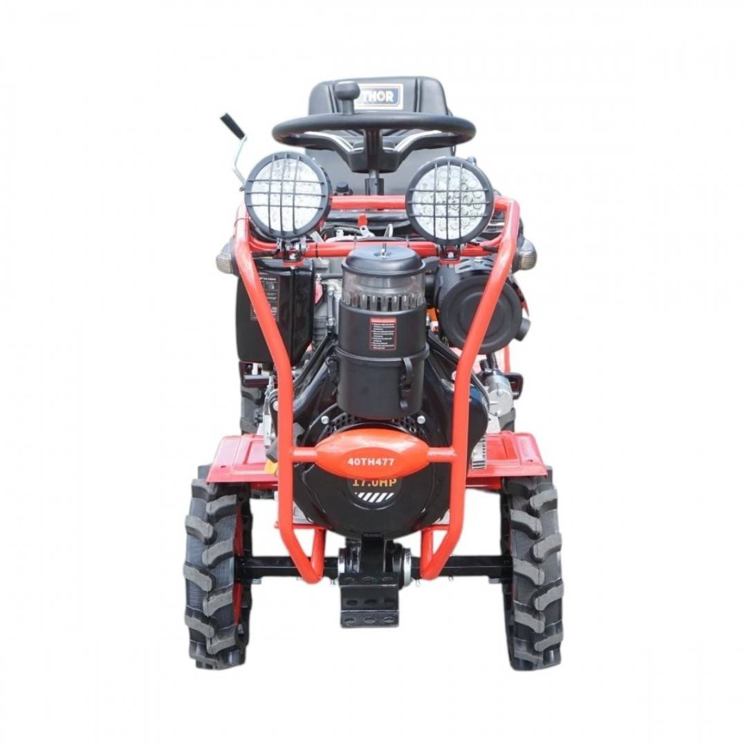Mini tractor 4x4 diesel 17CP, 531cc, 3+1 viteze, 2 cutii de viteze, pornire electrica/manuala, latime lucru 1050mm cu freza, rarita, roti metalice,