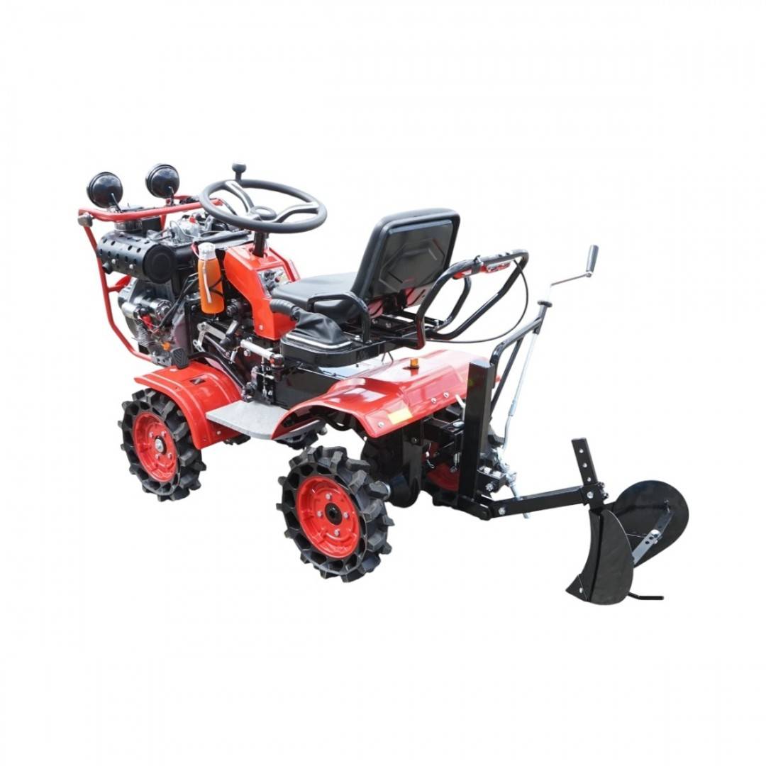 Mini tractor 4x4 diesel 17CP, 531cc, 3+1 viteze, 2 cutii de viteze, pornire electrica/manuala, latime lucru 1050mm cu freza, rarita, roti metalice,