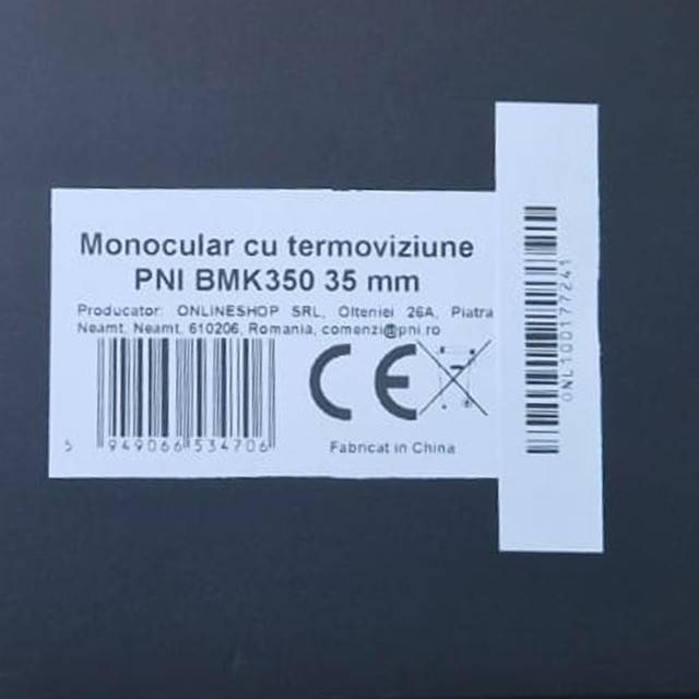 Monocular cu termoviziune PNI BMK350 35 mm, IP67, acumulator 3400 mAh, zoom digital 4X, zoom optic 12X