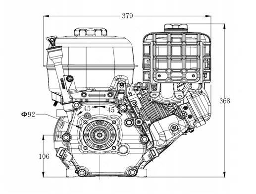 Motor benzina Zongshen GB270 9CP (ax: 25.4 x 91mm)