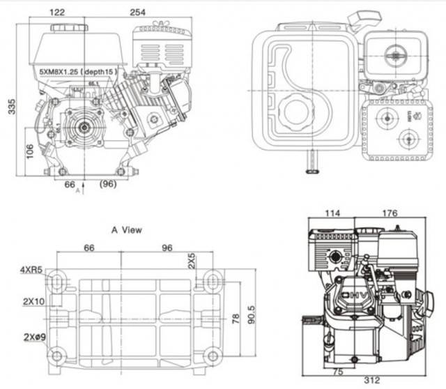 Motor motosapa Zongshen GB200 6.5 CP (AX CONIC)