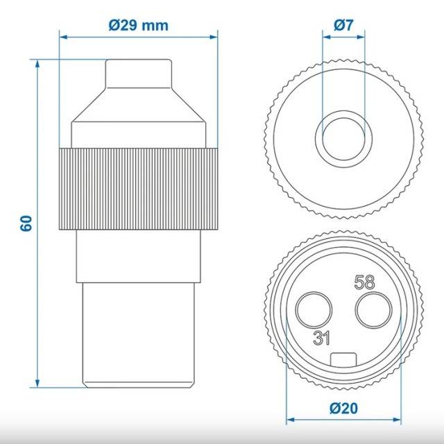 Mufa 2 pini 12/24V