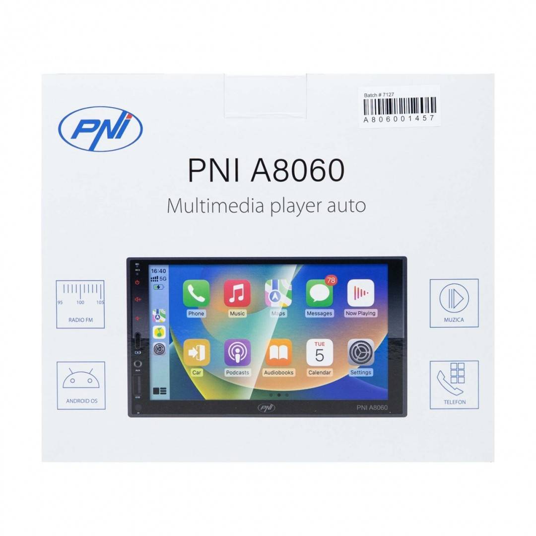 Multimedia player auto PNI A8060 cu Android 13, 4GB DDR3/ROM 64GB, ecran 7 inch, CarPlay, Android Auto, Bluetooth, Wi-Fi, Radio FM