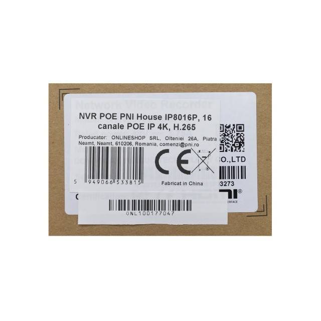 NVR POE PNI House IP8016P, 16 canale POE IP 4K, H.265
