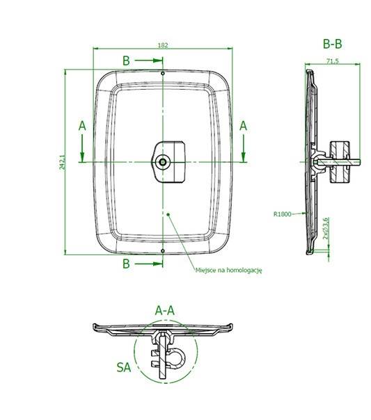 Oglinda universala cu incalzire 242x182 mm