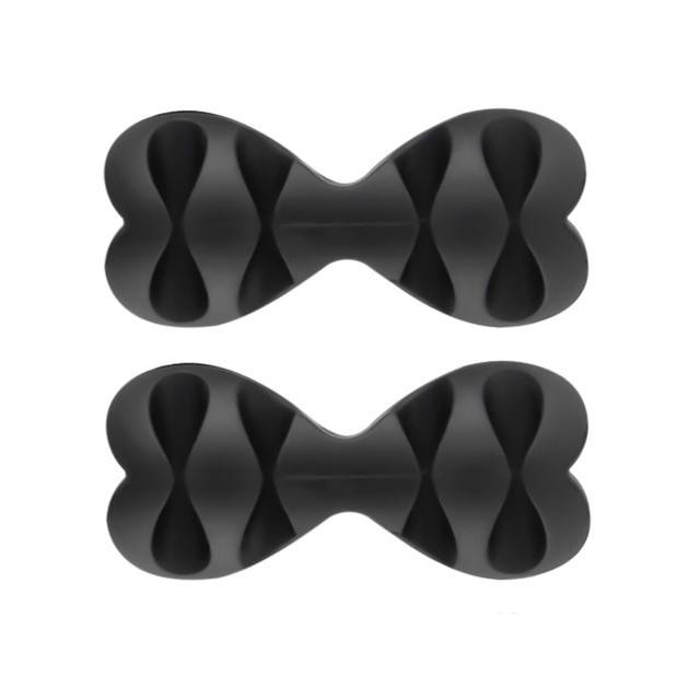 Organizator multifunctional cabluri PNI Tidy Clip 02, silicon flexibil, autoadeziv, pentru 8 cabluri 4x2 cu diametru de 6 mm, negru, set 2 bucati