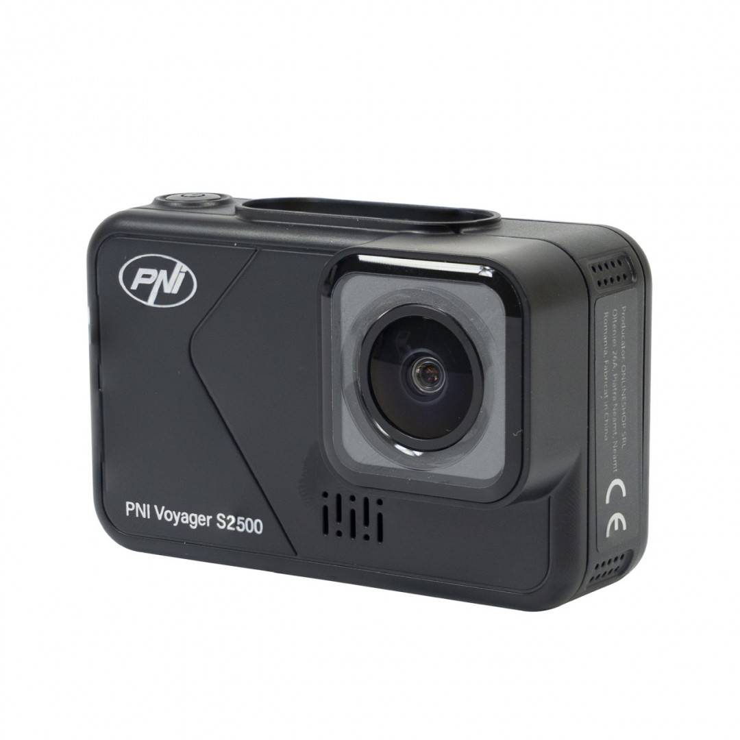 Pachet Camera auto DVR PNI Voyager S2500, WiFi, 4K UHD, ecran 2 inch si card de memorie microSD 128GB inclus