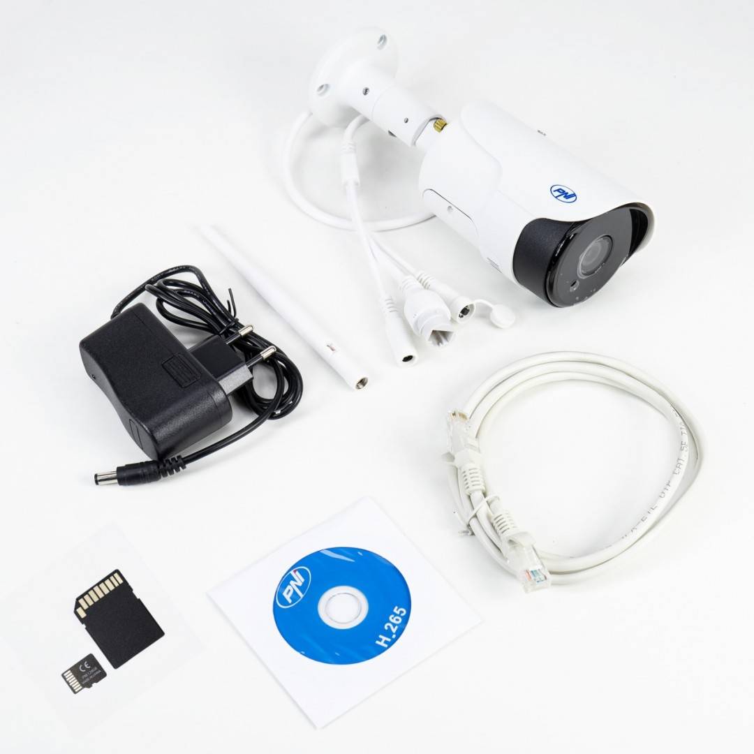 Pachet Camera supraveghere video PNI House IP52LR 2MP 1080P wireless cu IP + Card de memorie MicroSD PNI 128GB cu adaptor SD
