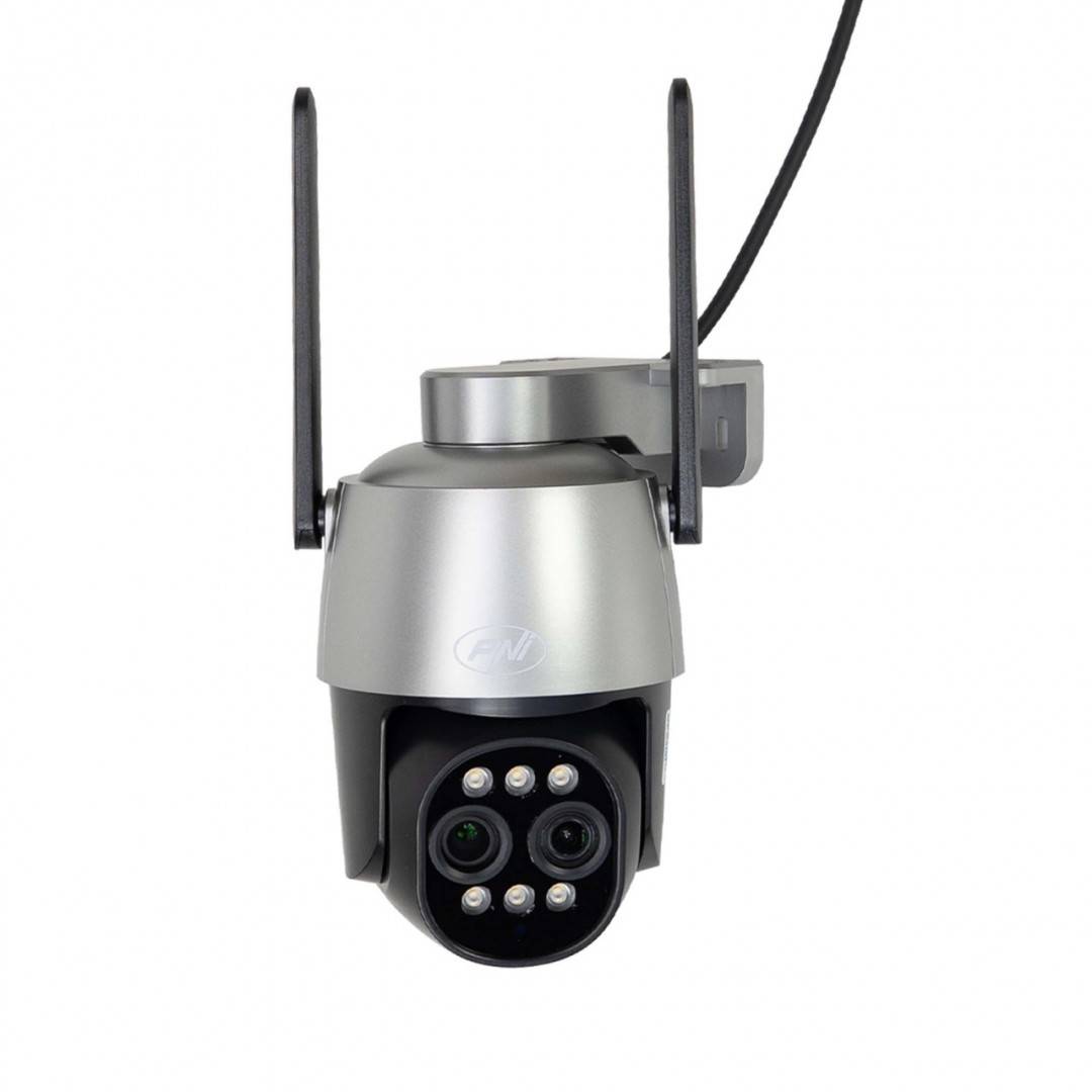 Pachet Camera supraveghere video PNI House IP574 cu Wi-Fi, PTZ, dual lens cu sticky Pad Drapel inclus