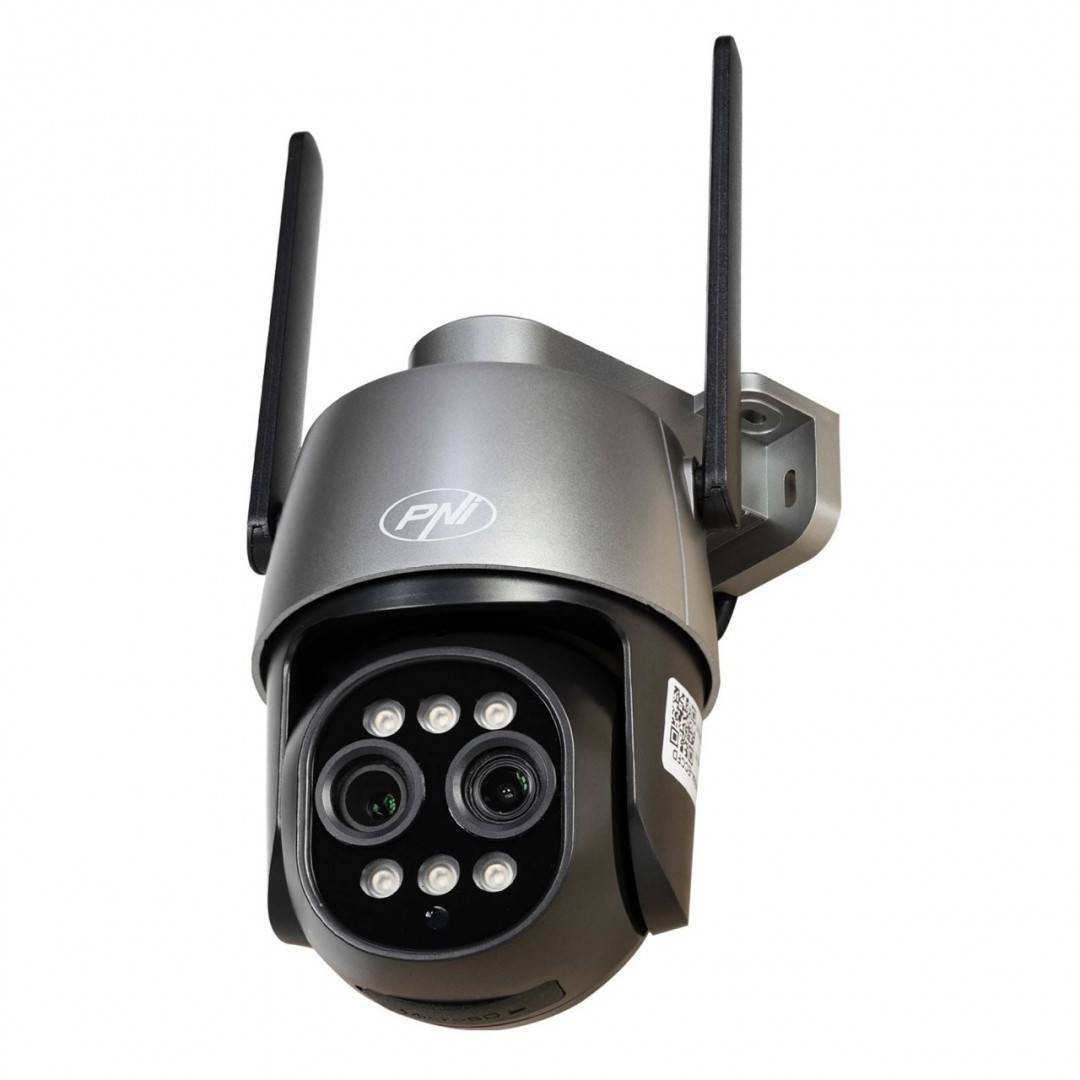 Pachet Camera supraveghere video PNI House IP574 cu Wi-Fi, PTZ, dual lens cu sticky Pad Drapel inclus