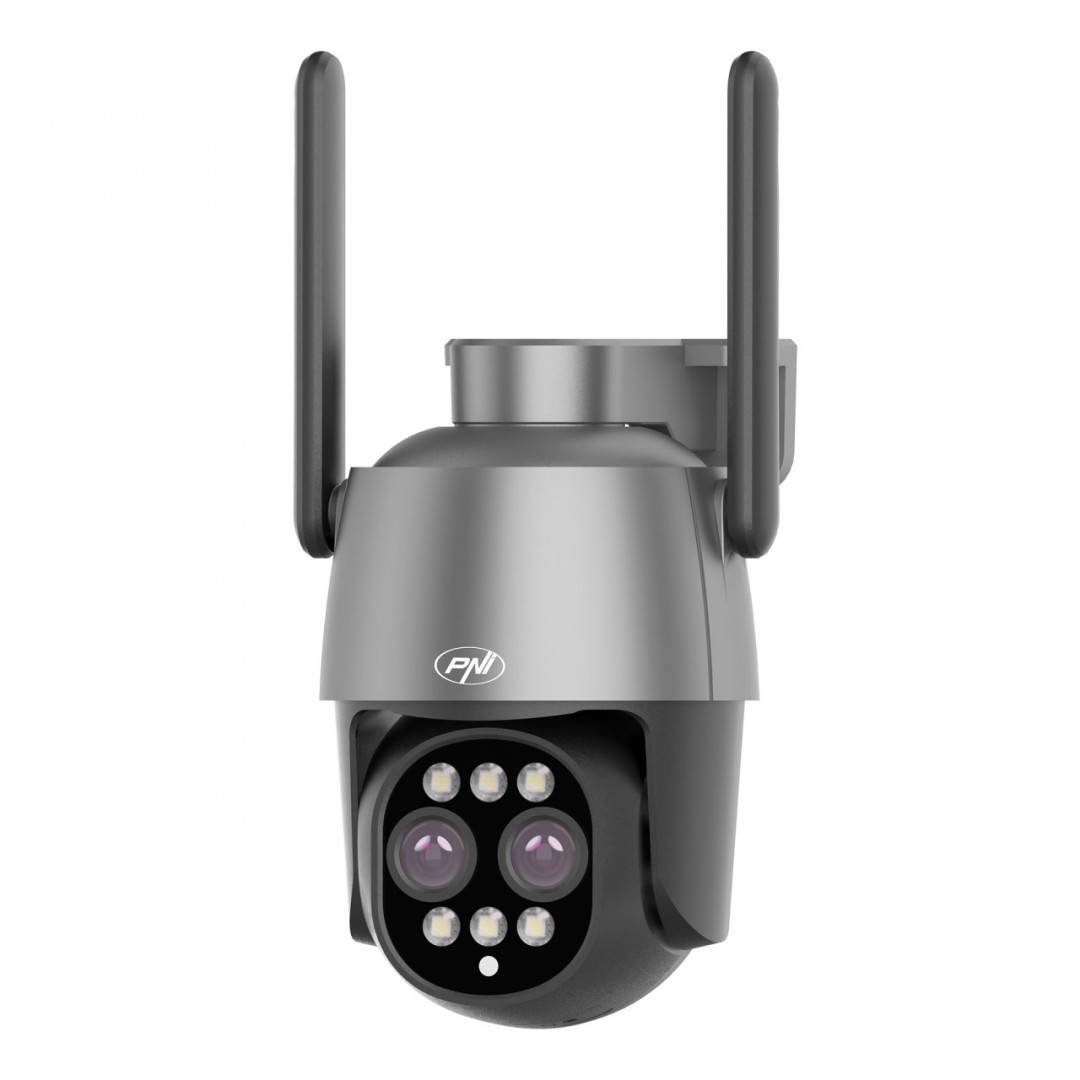 Pachet Camera supraveghere video PNI House IP574 cu Wi-Fi, PTZ, dual lens cu sticky Pad Drapel inclus