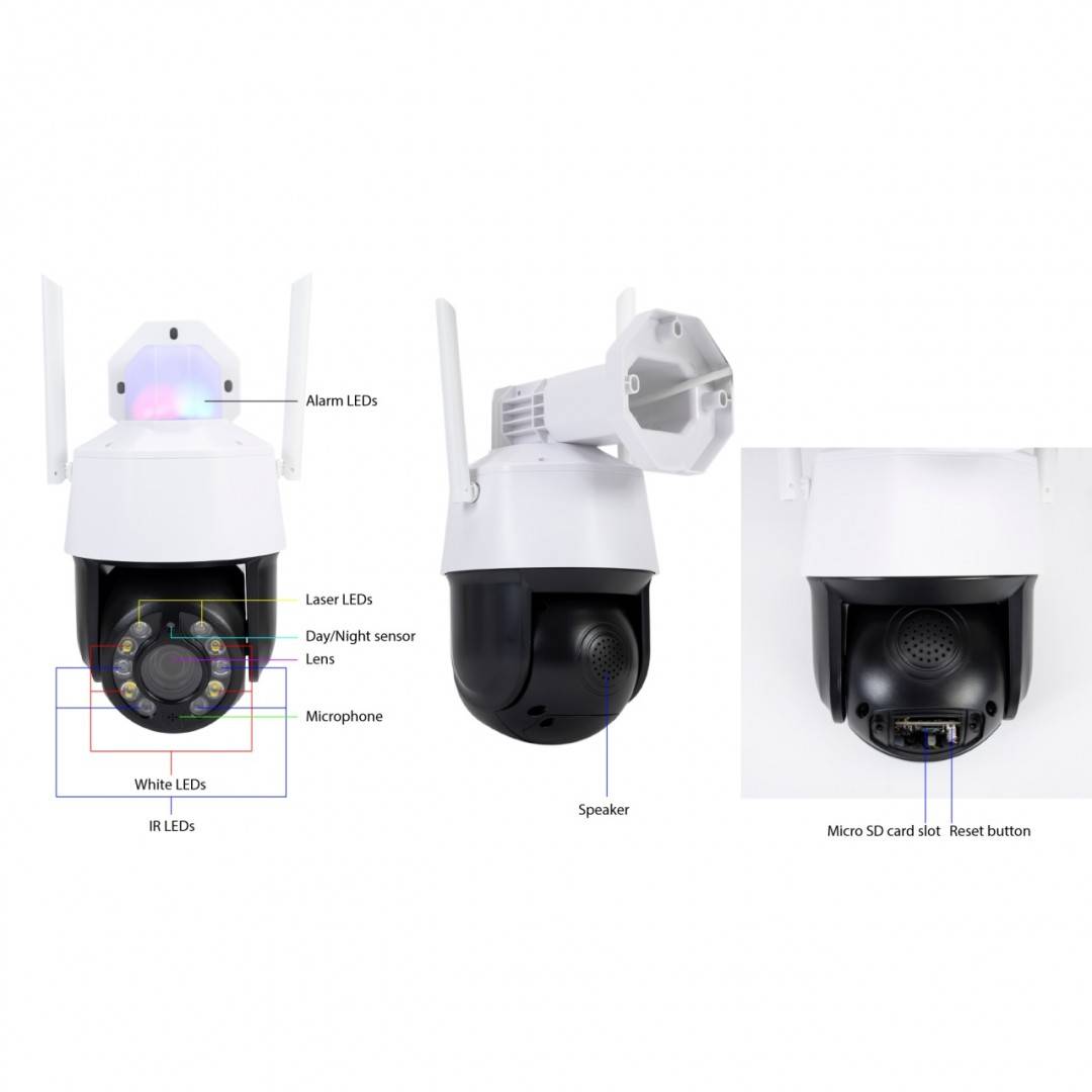 Pachet Camera supraveghere video PNI House IP575 5MP WiFi cu IP + Card de memorie MicroSD PNI 128GB cu adaptor SD