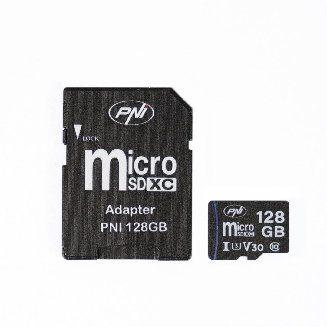 Pachet Camera supraveghere video PNI IP744 4MP cu IP, detectie miscare + Card de memorie MicroSD PNI 128GB cu adaptor SD