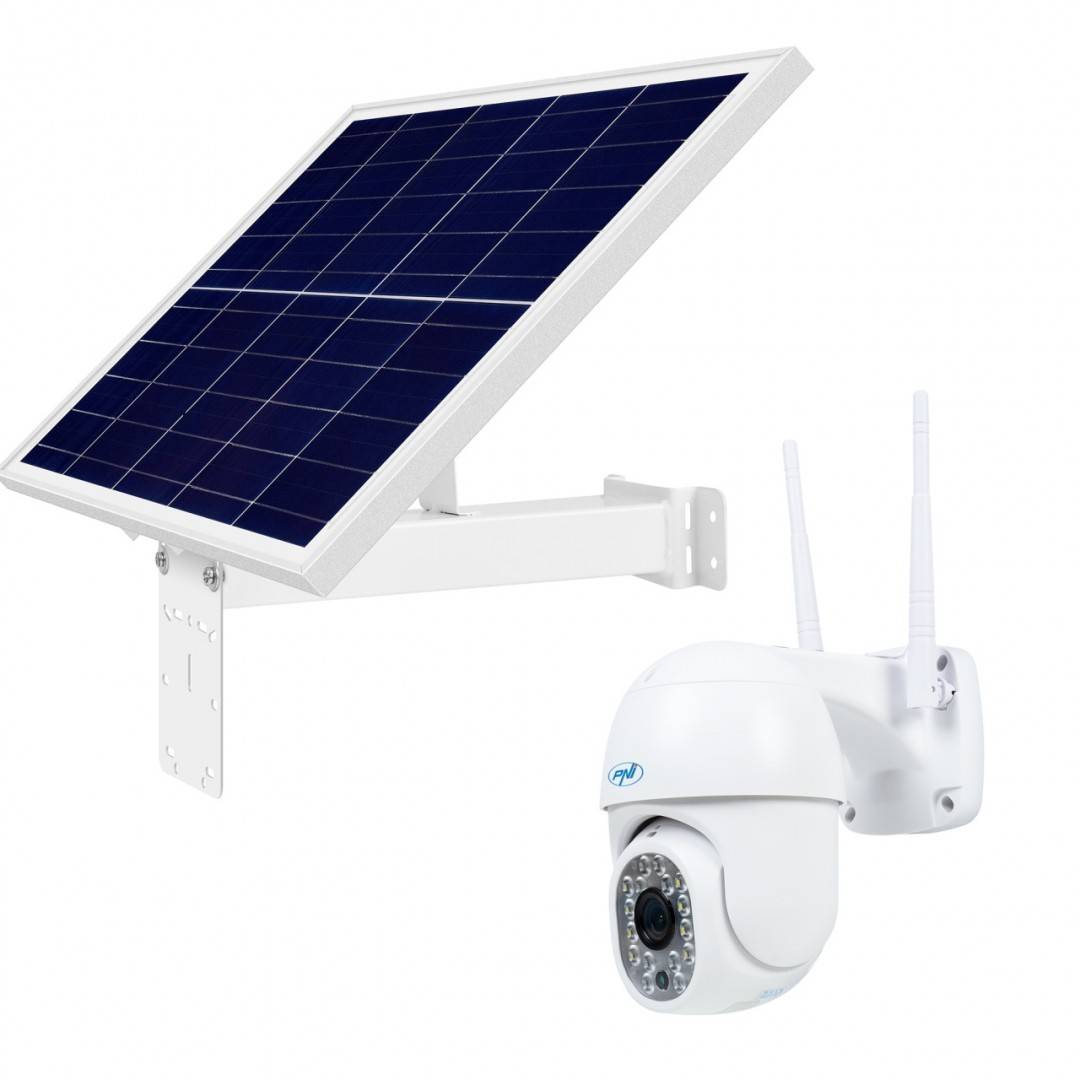 Pachet camera supraveghere video wireless PNI IP440 si panou solar fotovoltaic PNI PSF6020A