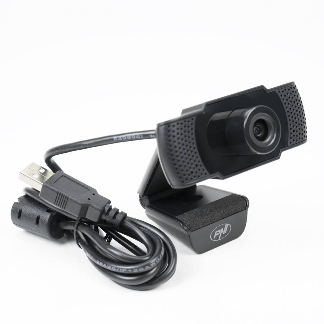 Pachet Camera Web PNI CW1850 Full HD 1080P 2MP, USB, clip-on si sticky Pad Drapel inclus