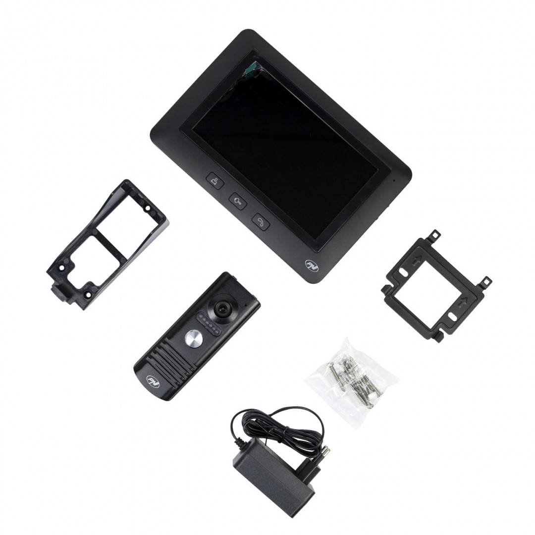 Pachet Interfon video PNI DF930 cu 1 monitor, ecran LCD 7 inch, 800x480 si Yala electromagnetica PNI H1073A