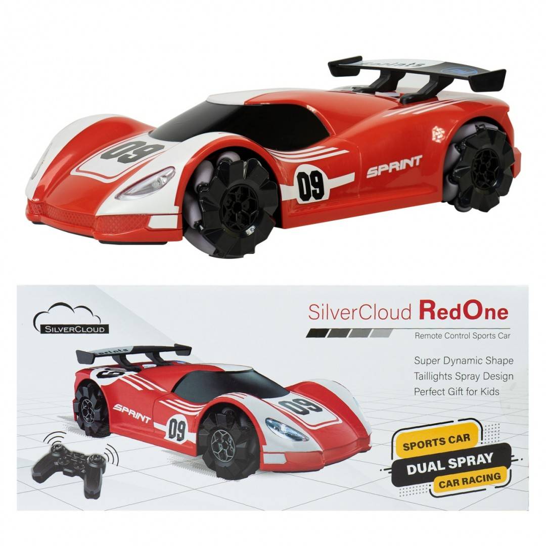 Pachet Jucarie masinuta sport Silvercloud RedOne cu telecomanda cu sticky Pad Drapel inclus