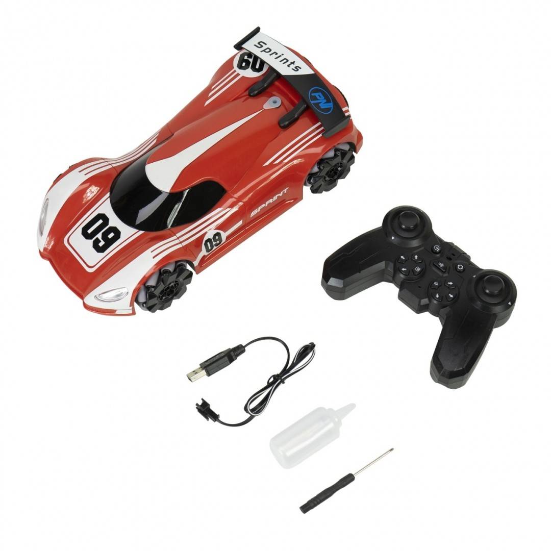 Pachet Jucarie masinuta sport Silvercloud RedOne cu telecomanda cu sticky Pad Drapel inclus