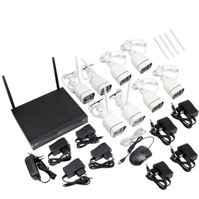 Pachet Kit supraveghere video PNI House WiFi660 NVR 8 canale si 8 camere wireless de exterior 3MP, P2P, IP66