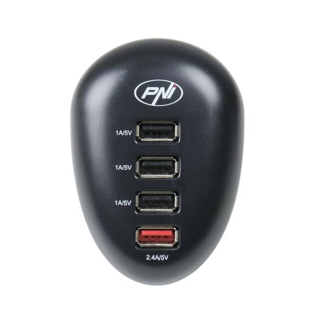 Pachet lanterna PNI Adventure F10 6W, 500lm, raza pana la 200m, focus si incarcator USB PNI HC41, 4 porturi USB