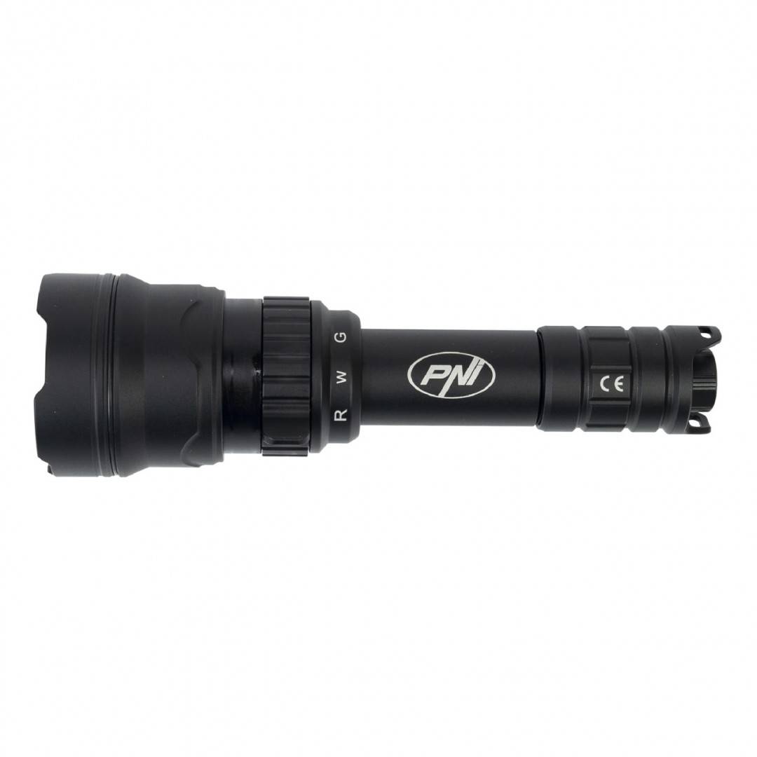 Pachet Lanterna PNI Adventure F300 cu LED in 3 culori, alb, rosu, verde, max. 10W, IPX6 + Sticky Pad Drapel