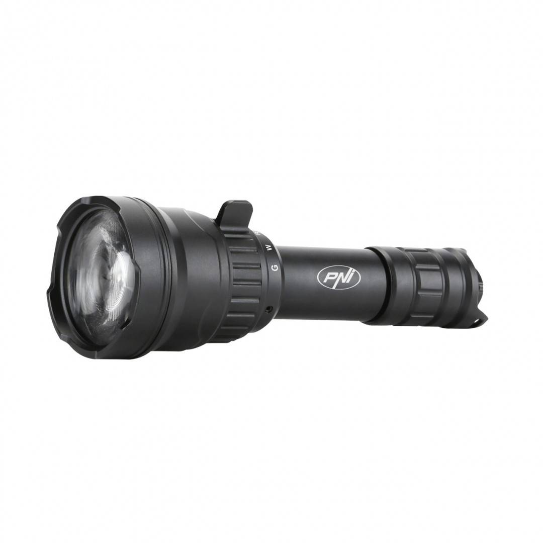 Pachet Lanterna PNI Adventure F300 cu LED in 3 culori, alb, rosu, verde, max. 10W, IPX6 + Sticky Pad Drapel