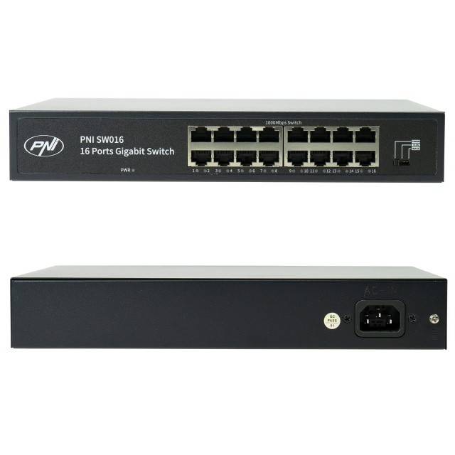 Pachet NVR PNI House IP816 cu 16 camere PNI IP740 4MP, sursa, switch, cabluri, mufe si splitere