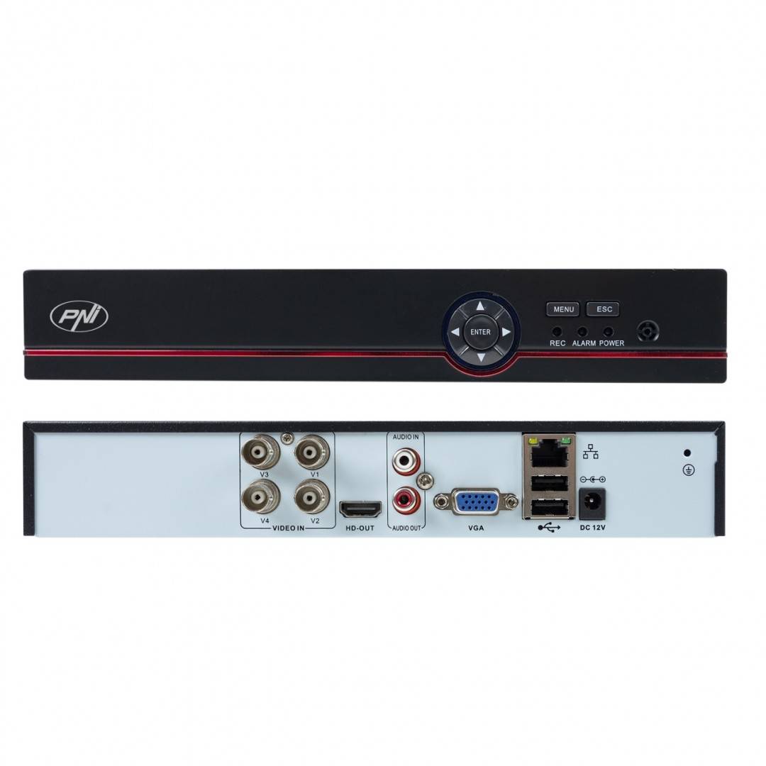 Pachet sistem supraveghere video AHD PNI House PTZ1500 5MP DVR cu 4 camere si Sticky Pad Drapel inclus