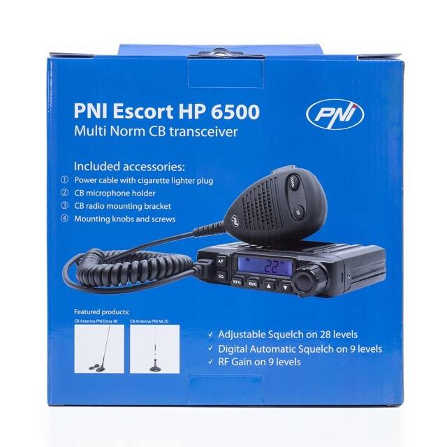 Pachet Statie radio CB PNI Escort HP 6500 ASQ + Antena CB PNI Extra 48