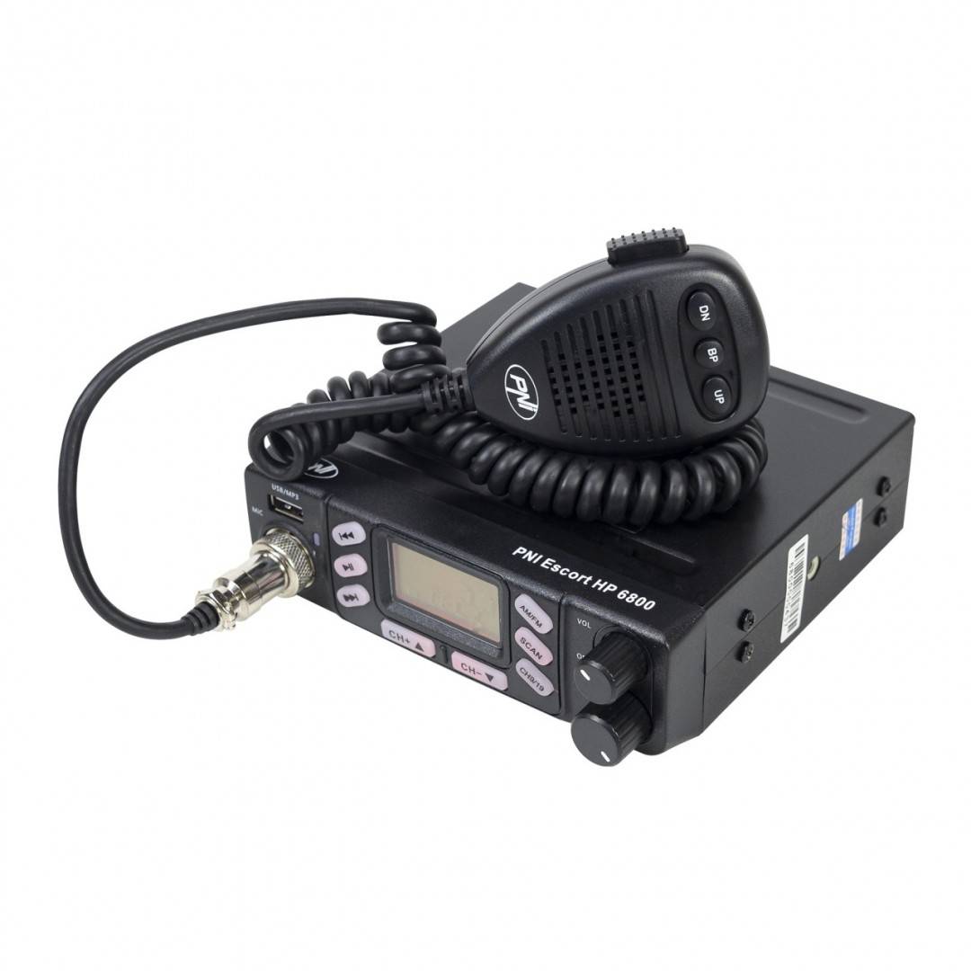 Pachet Statie radio CB PNI Escort HP 6800 ASQ, 12/24 V cu antena CB PNI ML70 cu magnet